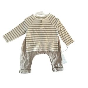 New with Tags Cloud Island 2-Piece Tan & White Baby Boy Pants Set Size 12 Months